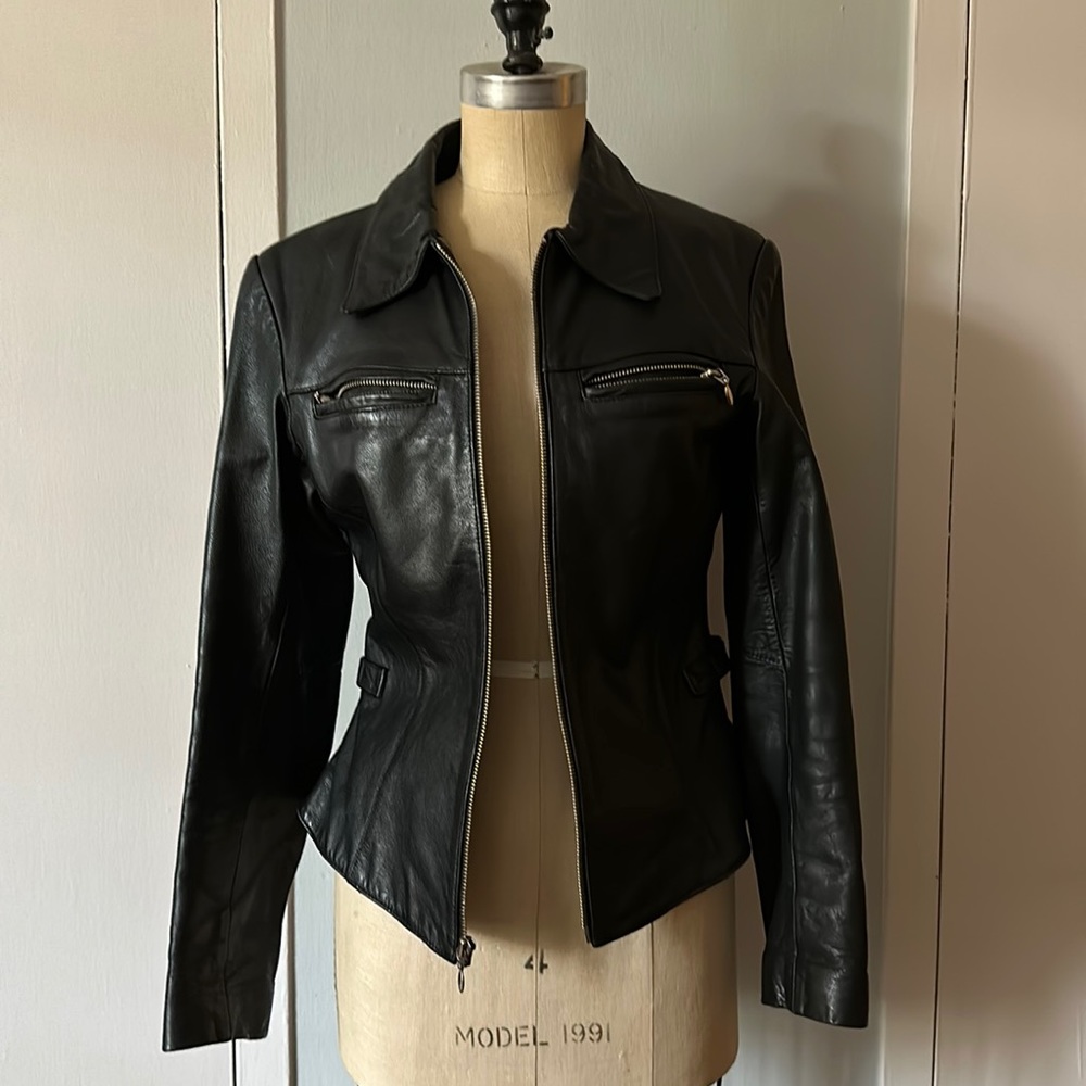 Guess leather motorcycle jacket, vintage from 1996.